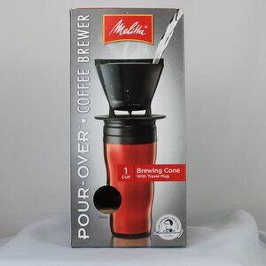Melitta Pour Over Coffee Maker Brewing Cone Black Travel Mug